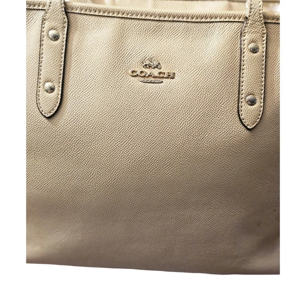 Coach City Zip Tote Beige Crossgrain‎ Leather Shoulder Bag F57522